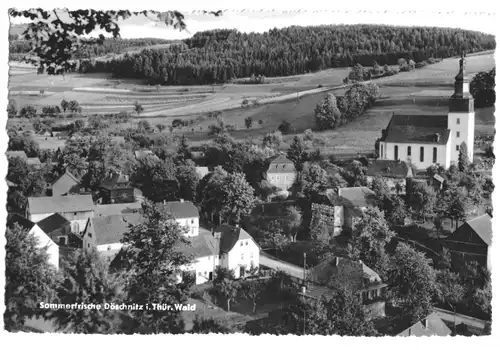 AK, Döschnitz Thür. Wald, Teilansicht, Landpoststempel, 1960