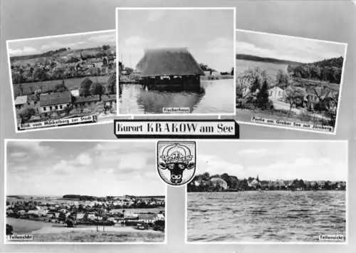 AK, Krakow am See, fünf Abb., gestaltet, 1965