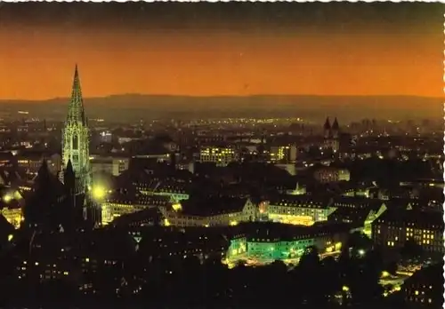AK, Freiburg Breisgau, abendliches Panorama, 1967