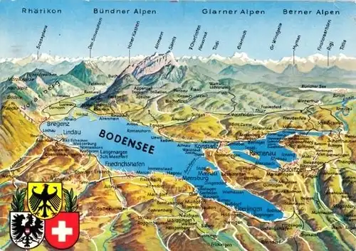 AK, Bodensee, Reliefkarte, um 1976