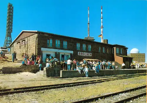 AK, Brocken im Oberharz, Brockenbahnhof, belebt, 1992