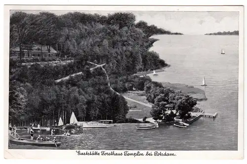 AK, Potsdam, Gaststätte Forsthaus Templin und Havelpartie, Luftbild, um 1940