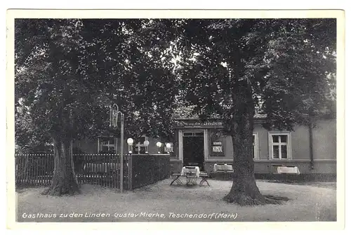 AK, Teschendorf Mark Kr. Oranienburg, Gasthaus zu den Linden, 1941