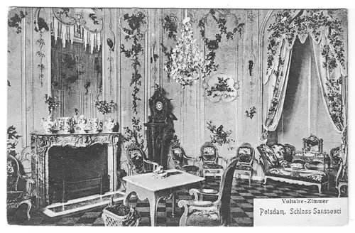 AK, Potsdam, Schloß Sanssouci, Voltaire-Zimmer, um 1915