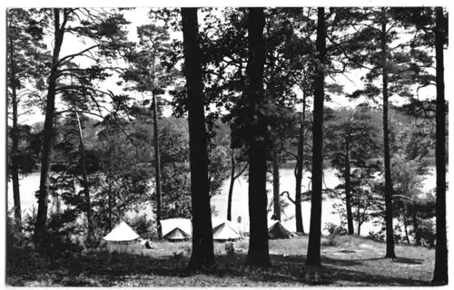 AK, Kreis Königs Wusterhausen, Zeltplatz in der Dubrow, 1957