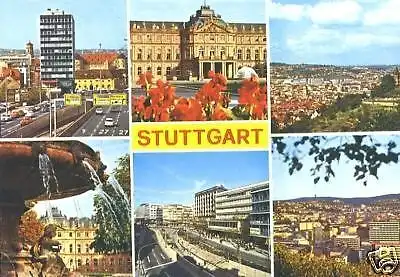 AK, Stuttgart, sechs Abb., ca. 1970