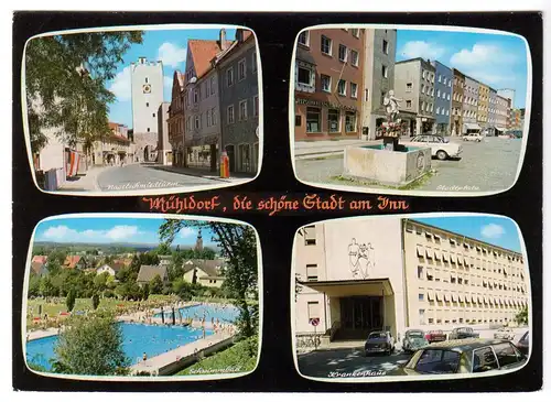 AK, Mühldorf a. Inn, vier Abb., gestaltet, 1977