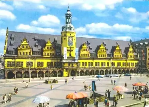 AK, Leipzig, Altes Rathaus, belebt, 1969, V1