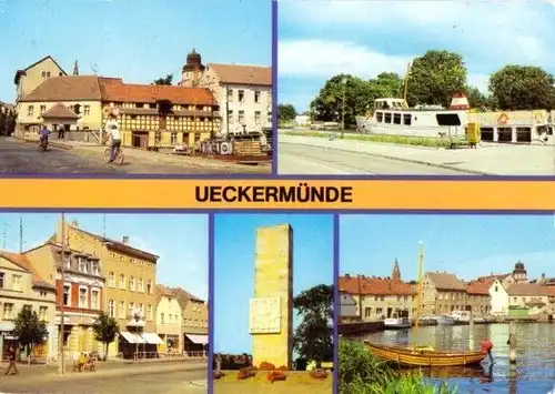 AK, Ueckermünde, 5 Abb., u.a. Ehrenmal, 1981