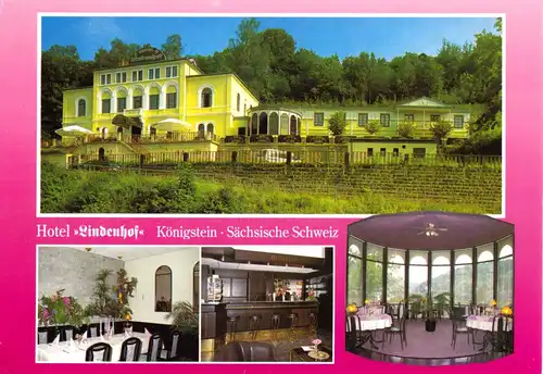AK, Königstein Sächs. Schweiz, Hotel "Lindenhof", vier Abb., 1998