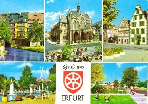 AK, Erfurt, 5 Abb. u. Wappen, u.a. Hohe Lilie, 1978