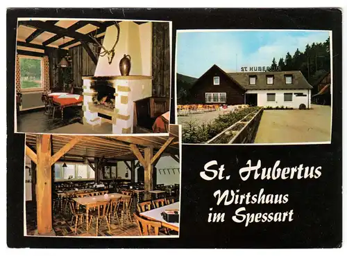AK, Windheim über Hafenlohr, St. Hubertus Wirtshaus im Spessart, drei Abb., 1970