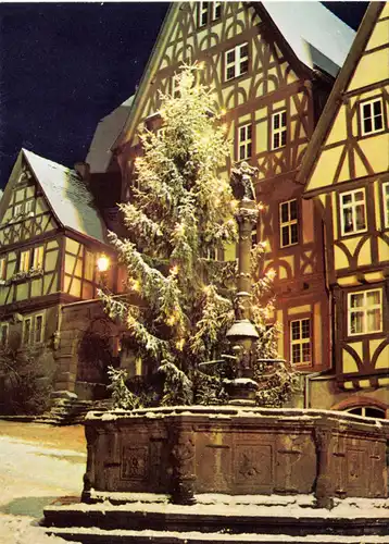 AK, Miltenberg Main, Marktplatz im Weihnachtsflair, 1971