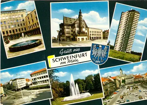 AK, Schweinfurt am Main, sechs Abb., gestaltet, 1970