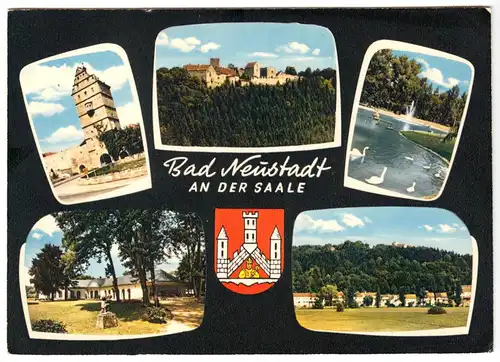 AK, Bad Neustadt Saale, fünf Abb., Wappen, um 1968