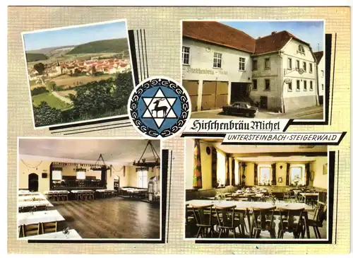 AK, Untersteinbach, Gasthof Hirschenbräu, vier Abb., gestaltet, 1975