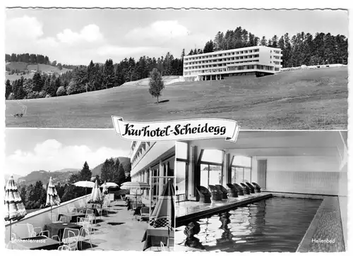 AK, Scheidegg Allgäu, Kurhotel, drei Abb., 1967