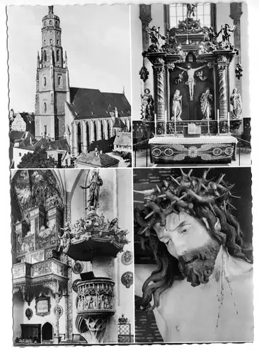 AK, Nördlingen, St. Georgskirche, vier Abb., um 1964