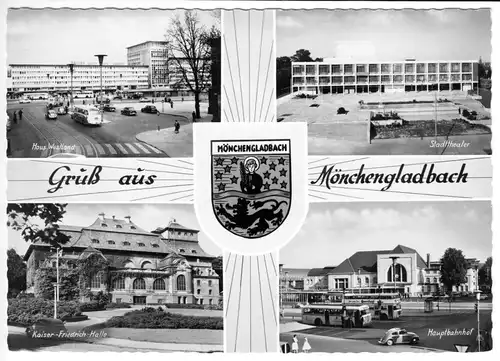 AK, Mönchengladbach, vier Abb., gestaltet, Wappen, um 1965