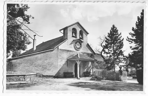 AK, Céligny, GE, Kirche, um 1958