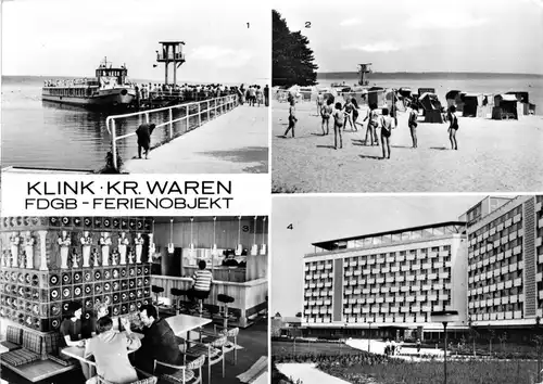 AK, Klink Kr. Waren Müritz, FDGB-Ferienobjekt, vier Abb., 1979