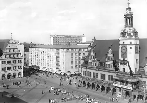 AK, Leipzig, Partie am Markt mit Altem Rathaus, 1967