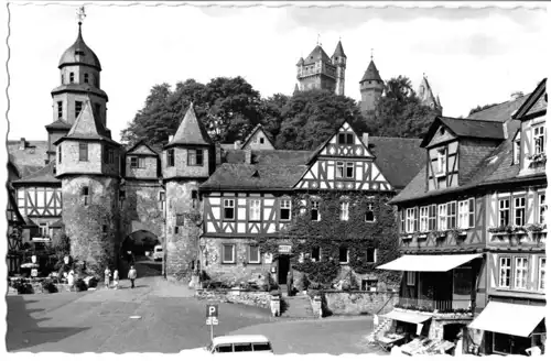 AK, Braunfels a.d. Lahn, Marktplatz mit Schloßeingang, um 1960