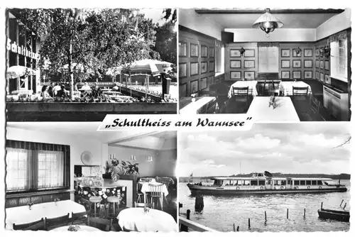 AK, Berlin Wannsee, Gaststätte "Schultheiss am Wannsee", vier Abb., 1962