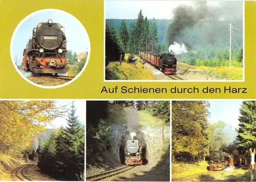 AK, Harzquerbahn, Auf Schienen durch den Harz, fünf Abb., 1990