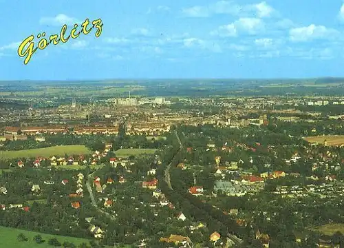 AK, Görlitz, Blick von der Landeskrone, Übersicht