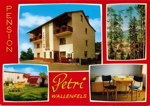 AK, Wallenfels Frankenwald, Pension "Petri", vier Abb., um 1980