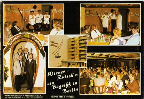 AK, Berlin Schöneberg, Gaststätte Wiener-Rutsch'n, fünf Abb., um 1975