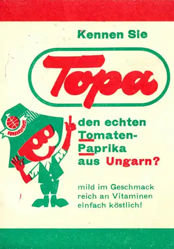 Werbezettel, Tomatenpaprika aus Ungarn, um 1975