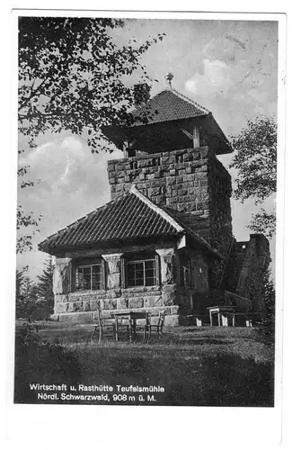 AK, Loffenau, Wirtschaft und Rasthütte Teufelsmühle, um 1938