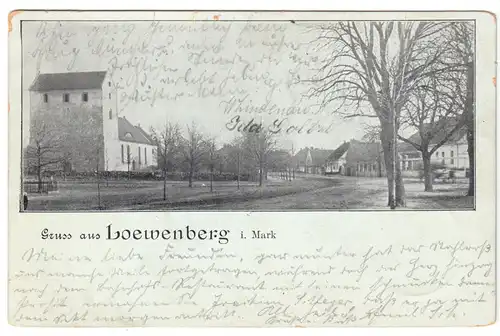 AK, Löwenberg Mark Kr. Gransee, Straßenpartie mit Kirche, 1899