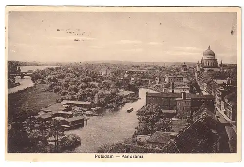 AK,  Potsdam, Panorama an Alter Fahrt und Freundschaftsinsel, 1925