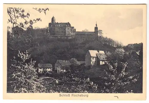 AK, Rochsburg, Blick über die Ortslage zum Schloß, um 1926