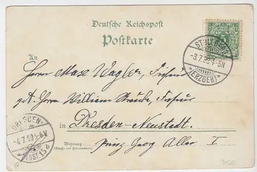 Farblitho-AK, Stollberg Erzgeb., sieben Abb., 1899
