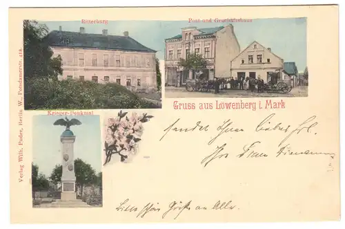 AK,  Löwenberg Mark Kr. Gransee, drei Abb., 1901