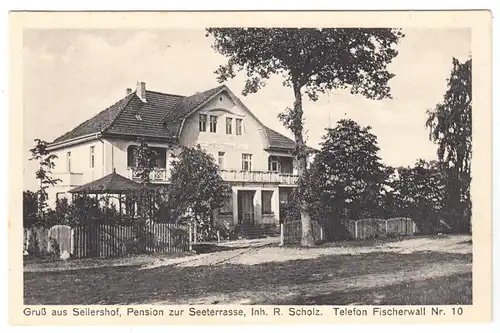AK,  Seilershof Kr. Gransee, Pension zur Seeterrasse, Inh. R. Scholz, um 1928