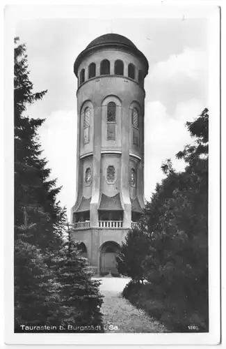 AK, Burgstädt i. Sa., Turm auf dem Taurastein, 1953