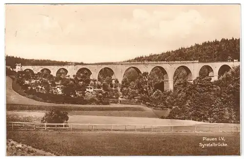 AK, Plauen Vogtl., Syratalbrücke, um 1929