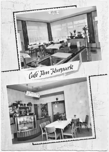AK, Bad Grund Harz, Café und Restaurant "Am Kurpark", zwei Abb., um 1970