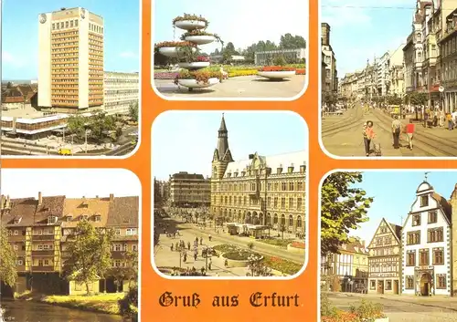 AK, Erfurt, Gruß aus Erfurt, sechs Abb., gestaltet, 1989