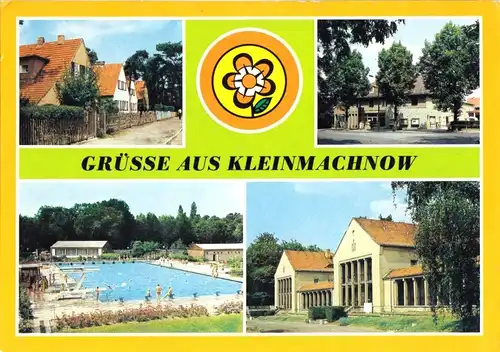 AK, Kleinmachnow Kr. Potsdam, vier Abb., gestaltet, u.a. Kino, um 1988