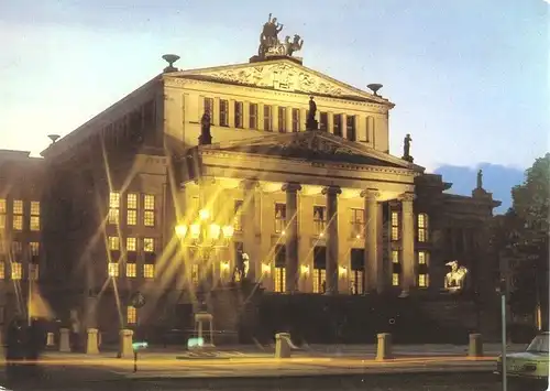 AK, Berlin Mitte, Schauspielhaus, Nachtaufnahme, um 1987