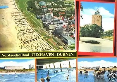 AK, Cuxhaven - Duhnen, fünf Abb., u.a. Luftbild, 1984