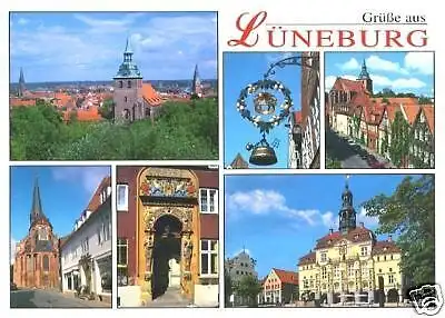 AK, Lüneburg, 6 Abb., Teilansichten, ca. 1999