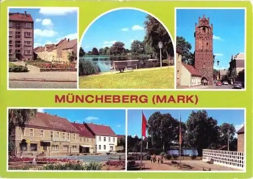 AK, Müncheberg Mark, 5 Abb., u.a. An der Waschbank, 198