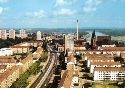 AK, Frankfurt Oder, Blick auf die Karl-Marx-Str., 1986